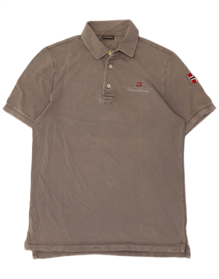 Polo da uomo Napapijri in cotone grigio medio