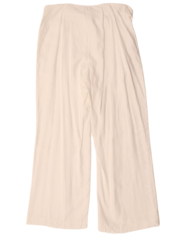 Pantaloni casual a gamba larga da donna Marks & Spencer UK 14 Large W34 L30 Bianco