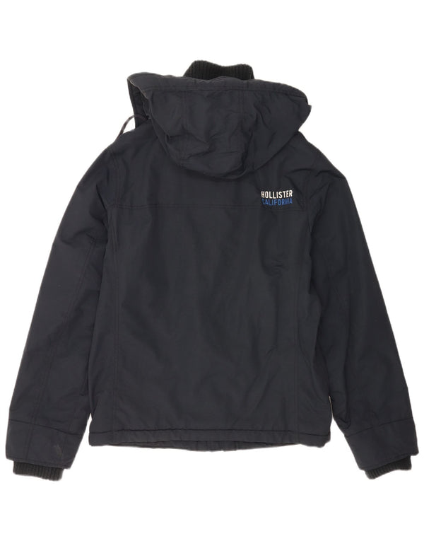 Giacca a vento con cappuccio da uomo Hollister UK 38 Medium Navy Blue Nylon