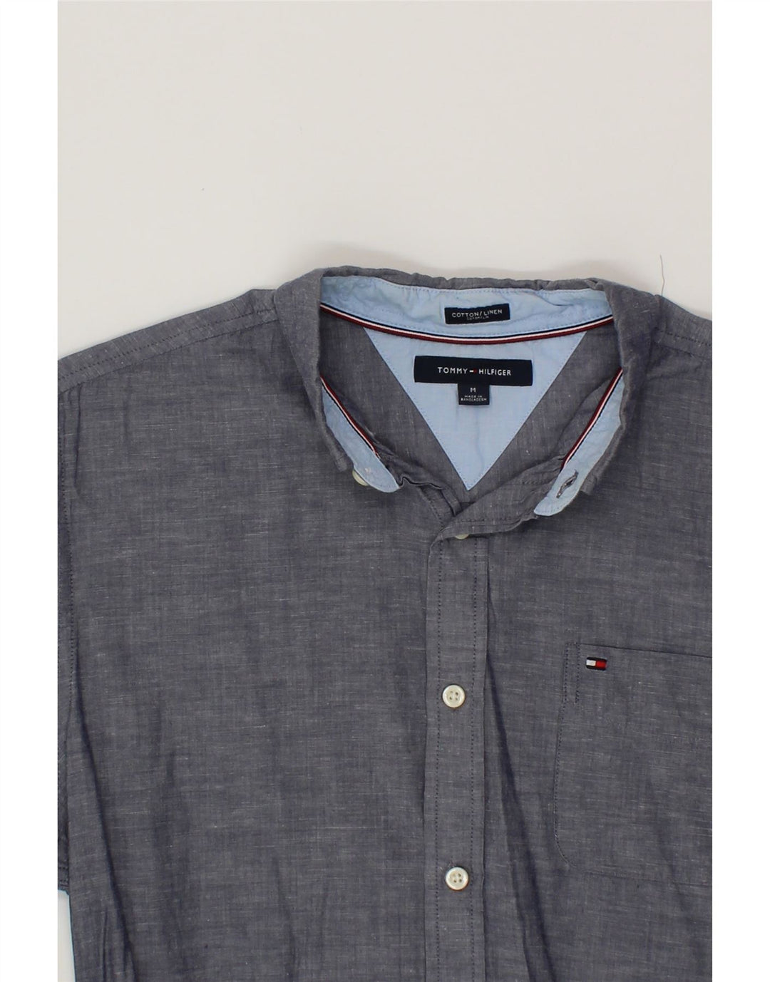 TOMMY HILFIGER Mens Shirt Medium Navy Blue Cotton Vintage Tommy Hilfiger and Second-Hand Tommy Hilfiger from Messina Hembry 