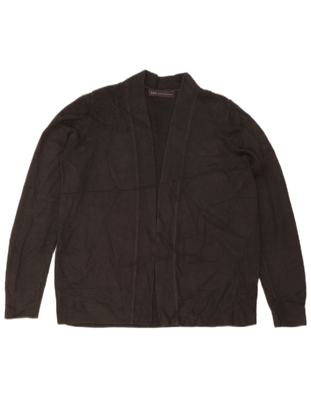Maglione cardigan aperto da donna Marks & Spencer UK 14 acrilico nero medio