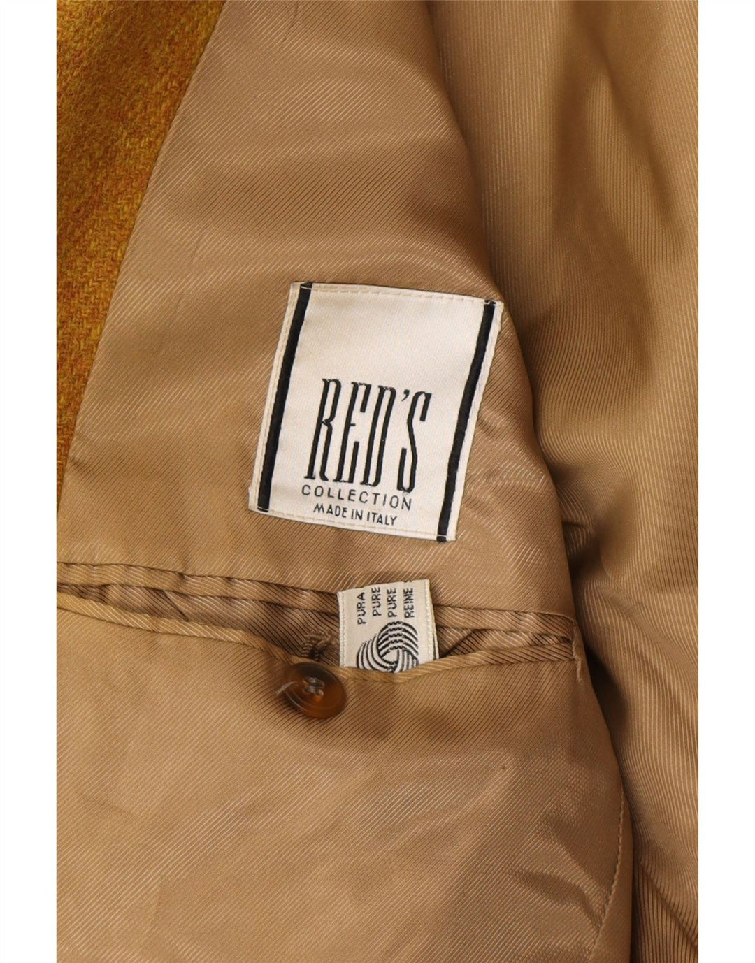 Giacca blazer da uomo a 3 bottoni VINTAGE UK 40 grande lana vergine marrone