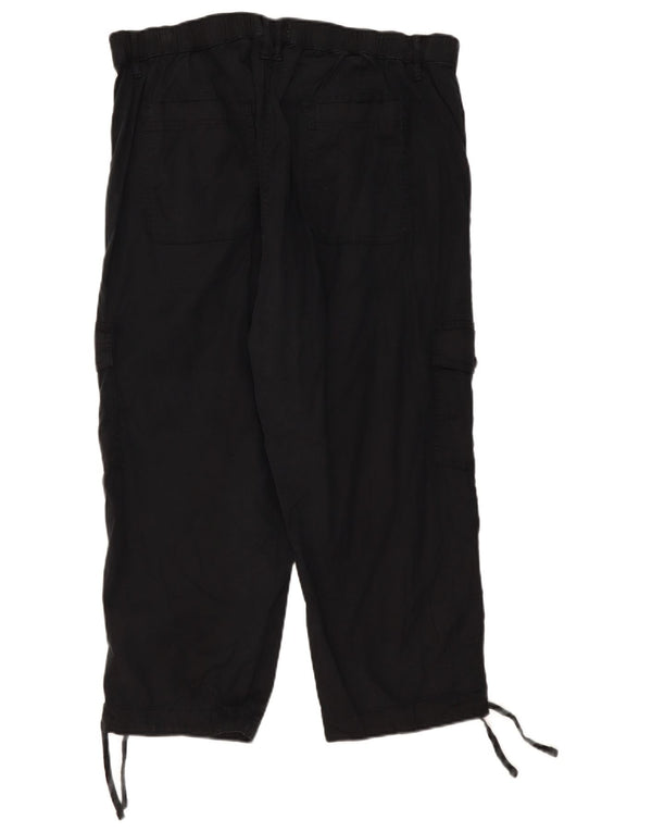 Pantaloni cargo capri da donna Marks & Spencer UK 20 2XL W40 L23 Lyocell nero