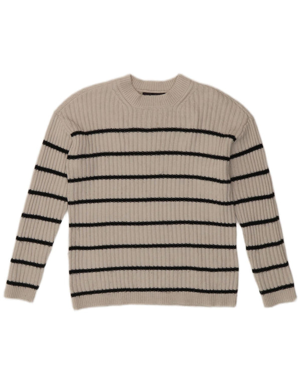 Maglione maglione girocollo da donna Marks & Spencer UK 6 XS bianco a righe