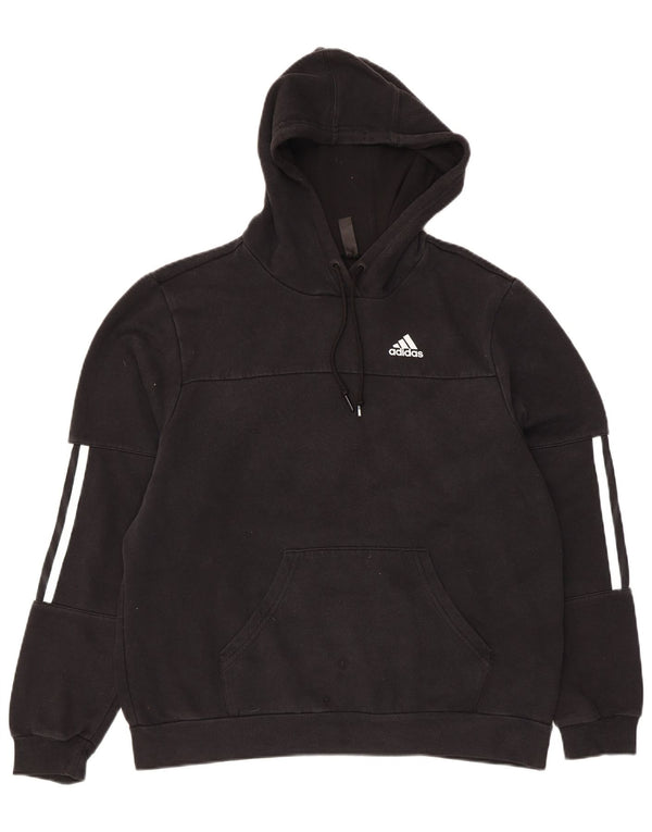 Felpa con cappuccio oversize da donna Adidas UK 4/6 XS cotone nero