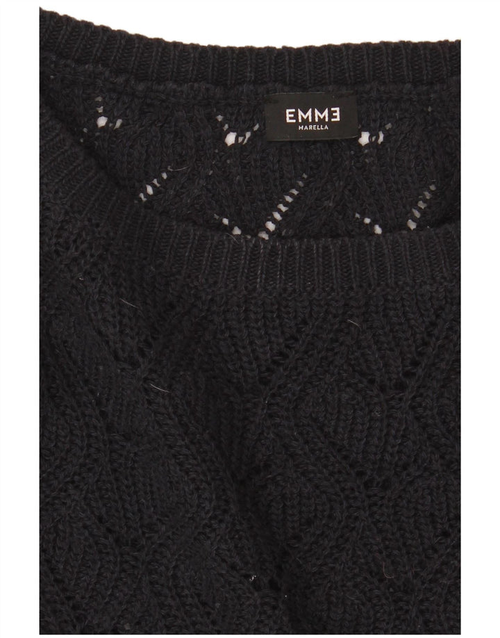 Maglione maglione con scollo a barca da donna Emme UK 14 medio nero
