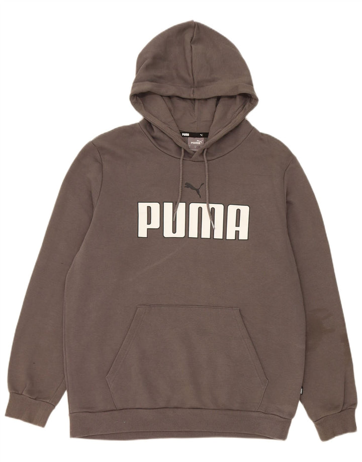 Felpa con cappuccio grafica da uomo Puma in cotone grigio medio