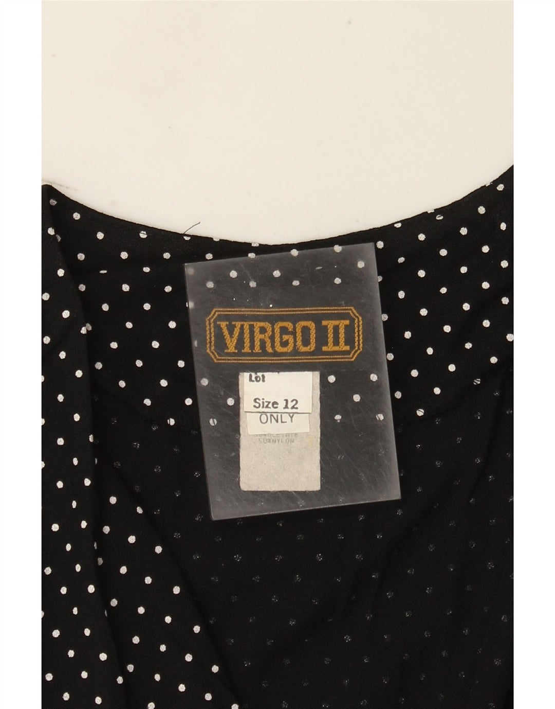 Tuta senza maniche vintage da donna UK 12 acetato medio a pois nero