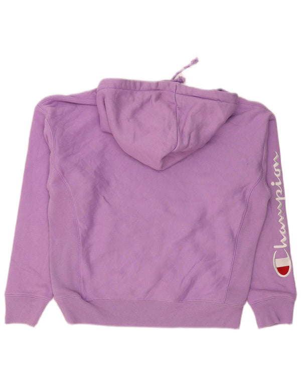 Maglione con cappuccio oversize grafico da donna Champion UK 10 piccolo cotone viola