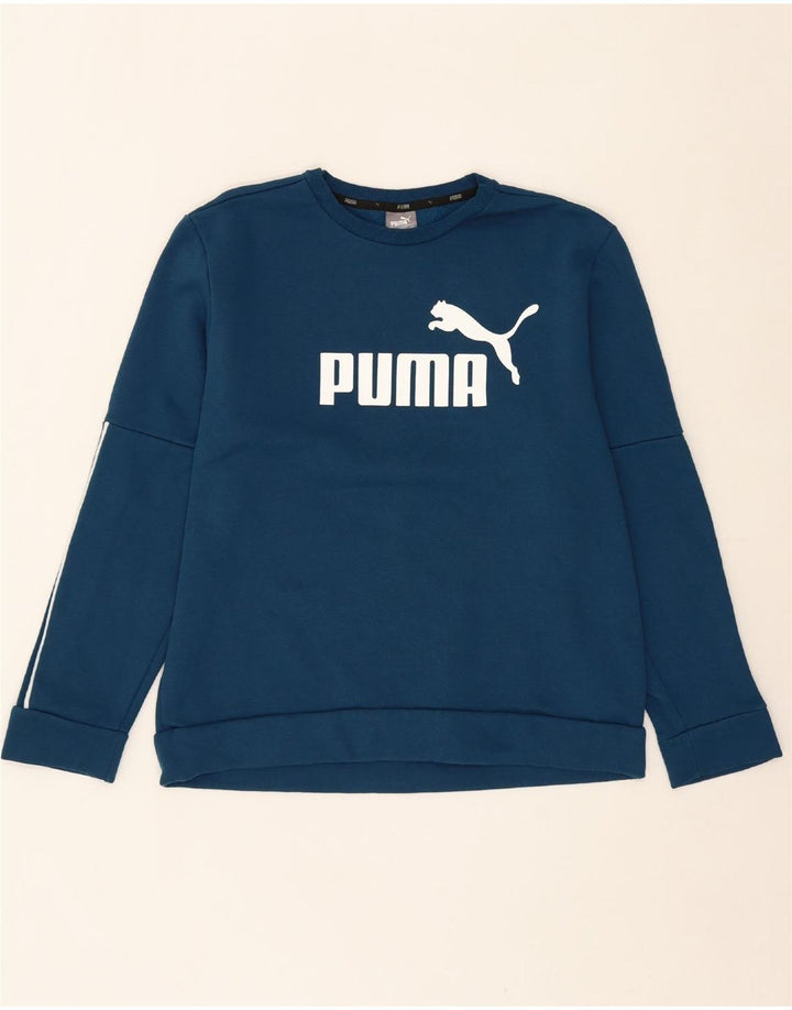PUMA Mens Graphic Sweatshirt Jumper Large Blue Cotton Vintage Puma and Second-Hand Puma from Messina Hembry 