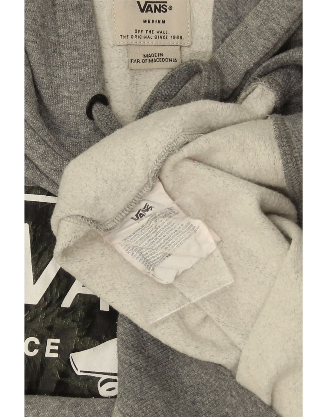 Felpa con cappuccio grafica da uomo VANS in cotone chiazzato grigio medio