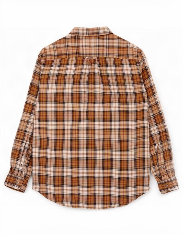 Camicia Fila da uomo in flanella di cotone a quadri marrone medio