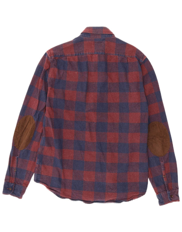 J. CREW Camicia da uomo in flanella piccola in cotone a quadri bordeaux