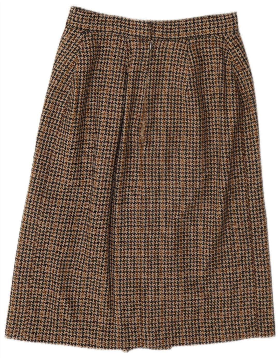 Gonna a trapezio da donna vintage W26 piccolo pied de poule marrone