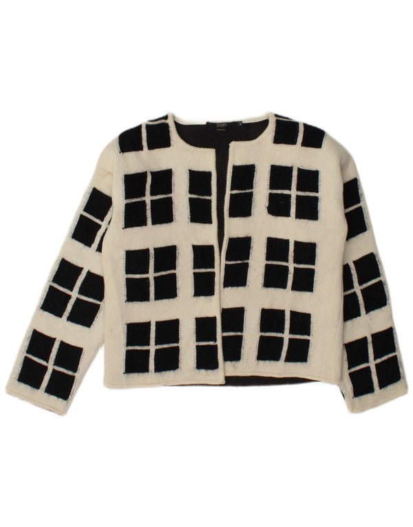 Seventy Maglione cardigan aperto corto da donna IT 42 Medio bianco sporco geometrico
