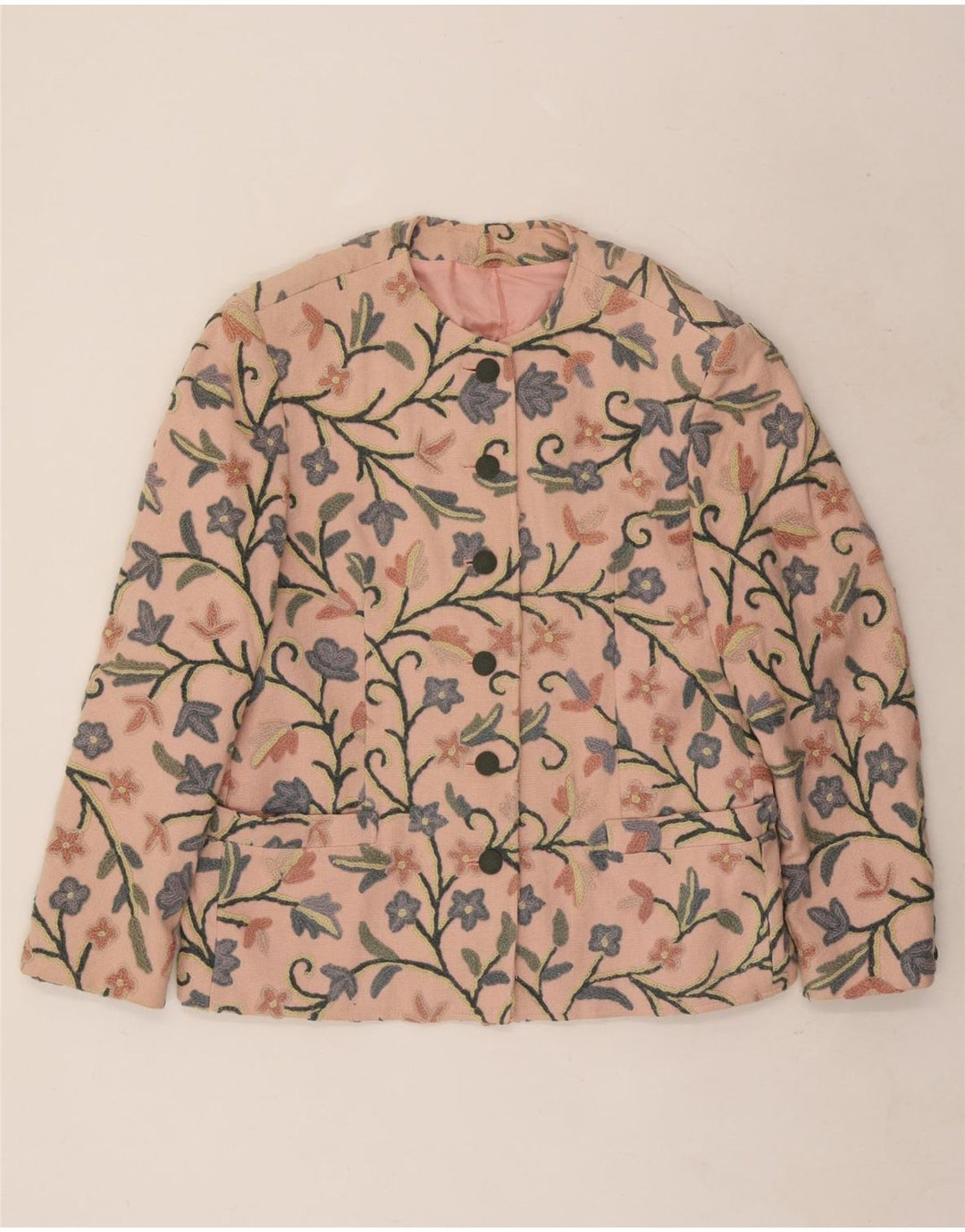 Giacca blazer vintage da donna a 6 bottoni EU 40 cotone floreale rosa medio