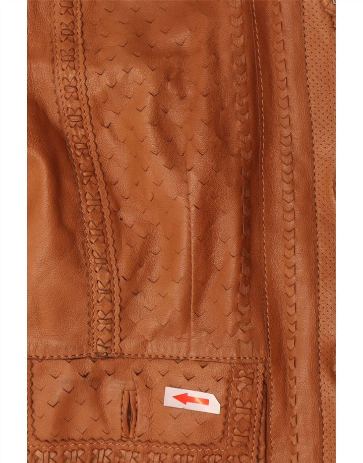 Giacca in pelle da donna vintage IT 44 in pelle marrone medio