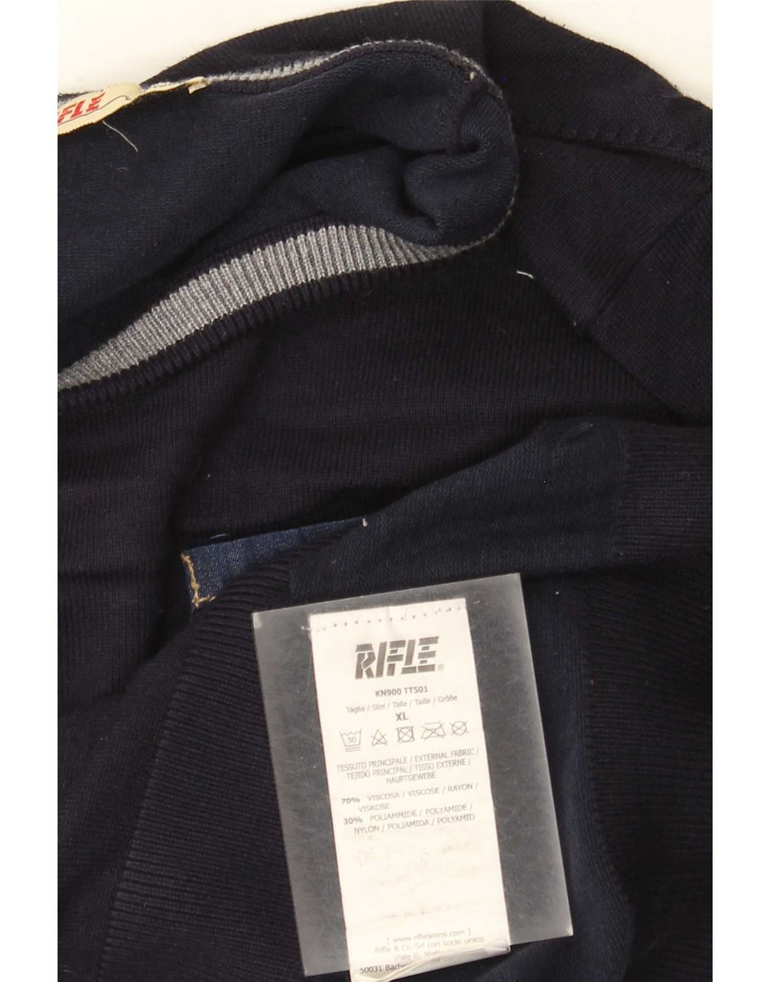 Maglione da uomo girocollo Rifle XL in viscosa blu navy