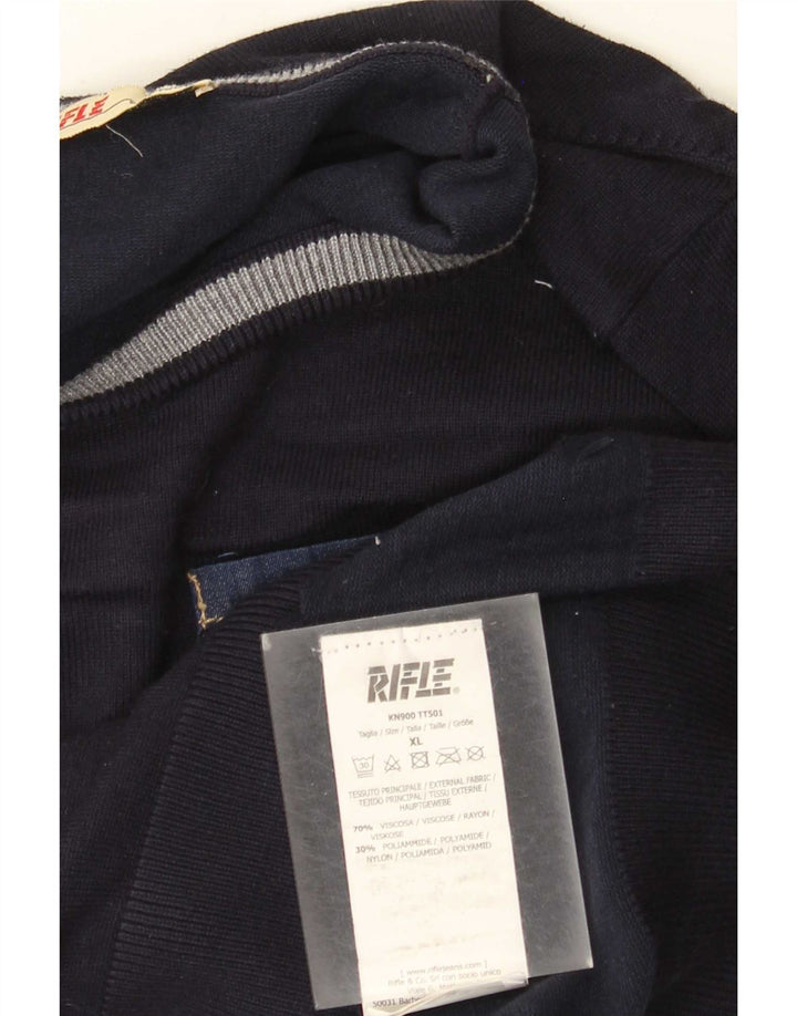 Maglione da uomo girocollo Rifle XL in viscosa blu navy
