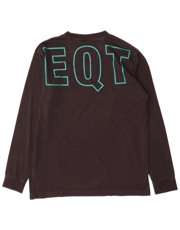 ADIDAS Top grafico da uomo a maniche lunghe grande in cotone color block nero