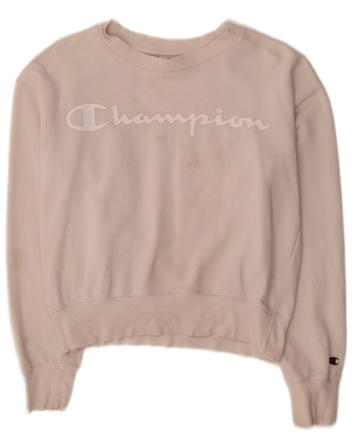 Felpa con grafica da donna Champion UK 14 Cotone bianco medio