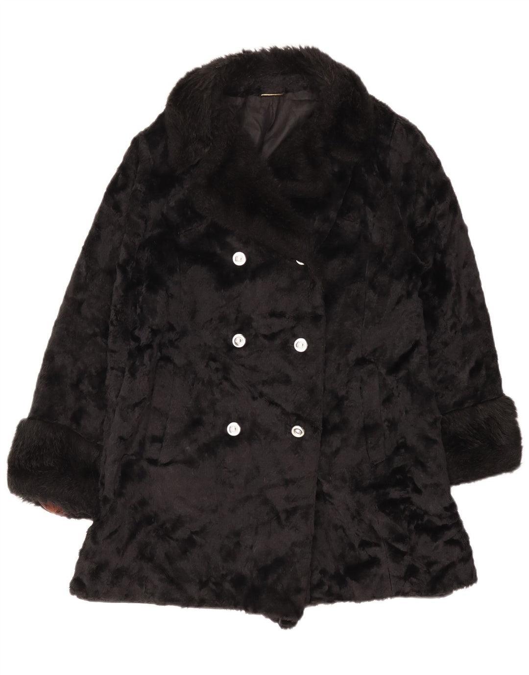 Cappotto in pelliccia vintage da donna UK 14 medio nero