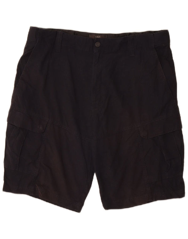 Marks & Spencer Mens Cargo Shorts W36 Large Black Cotton