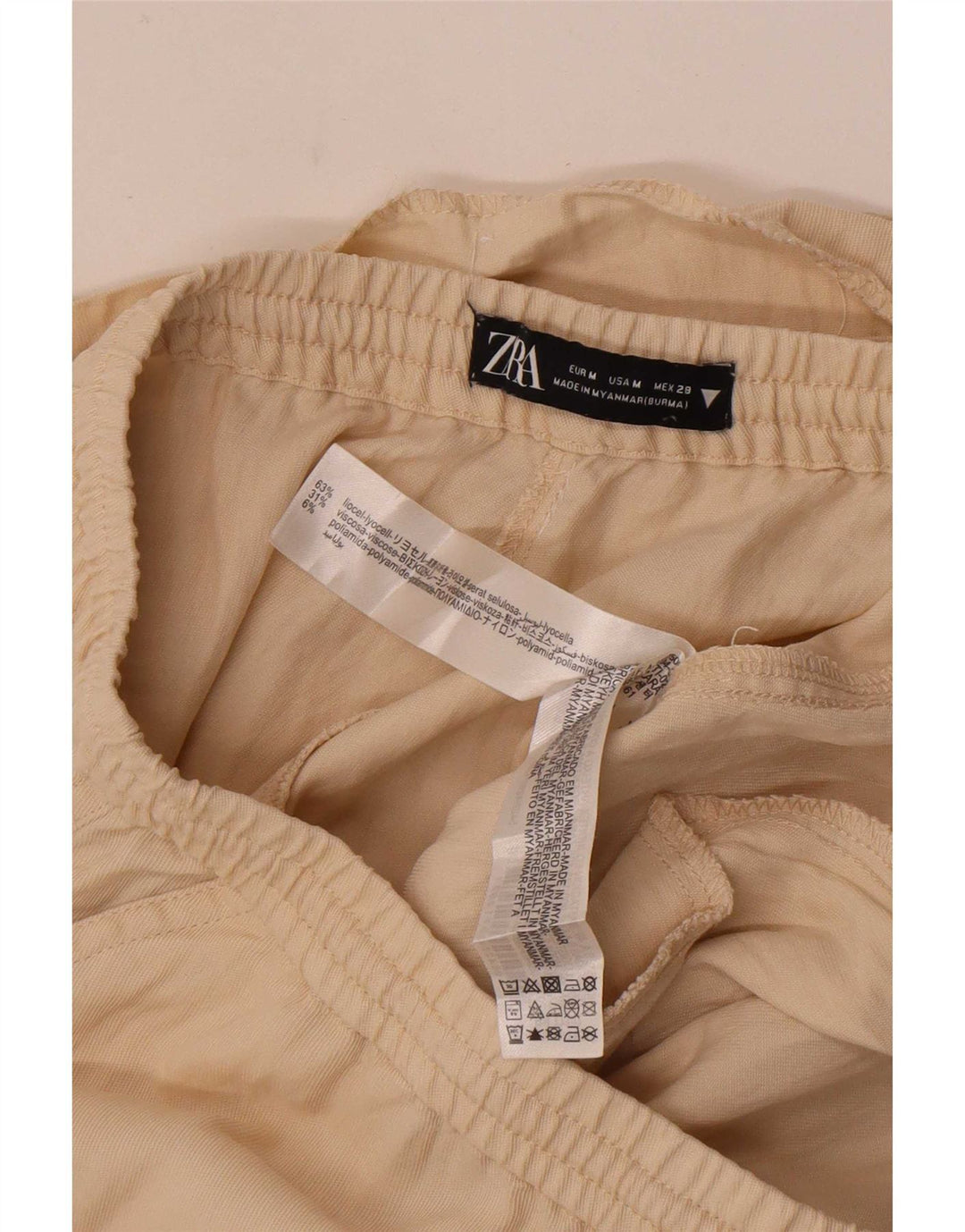 Pantaloni chino dritti da donna Zara medi W28 L32 Lyocell bianco sporco