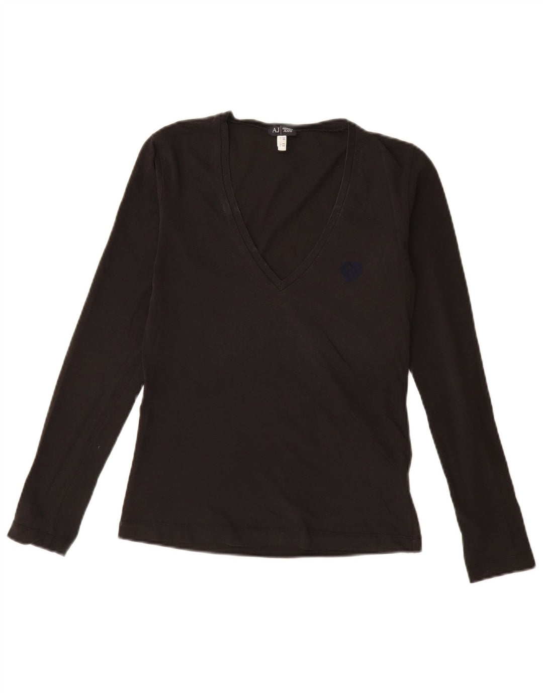 Armani Jeans Top da donna manica lunga EU 38 cotone medio nero