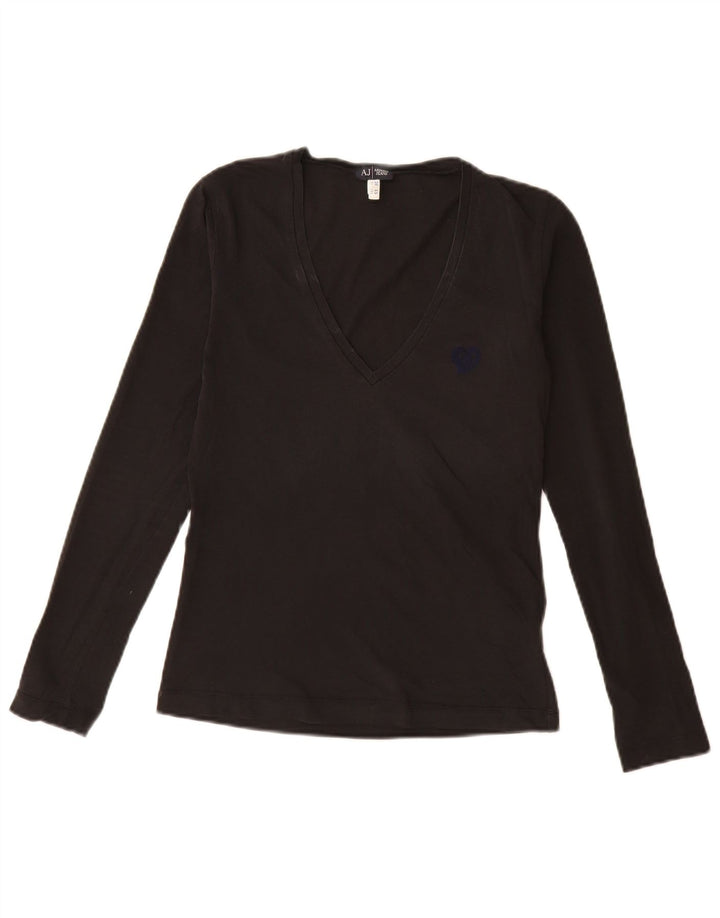 Armani Jeans Top da donna manica lunga EU 38 cotone medio nero