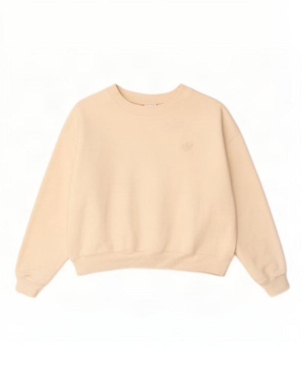 Felpa oversize corta Adidas da donna, maglione, UK 14, grande, beige