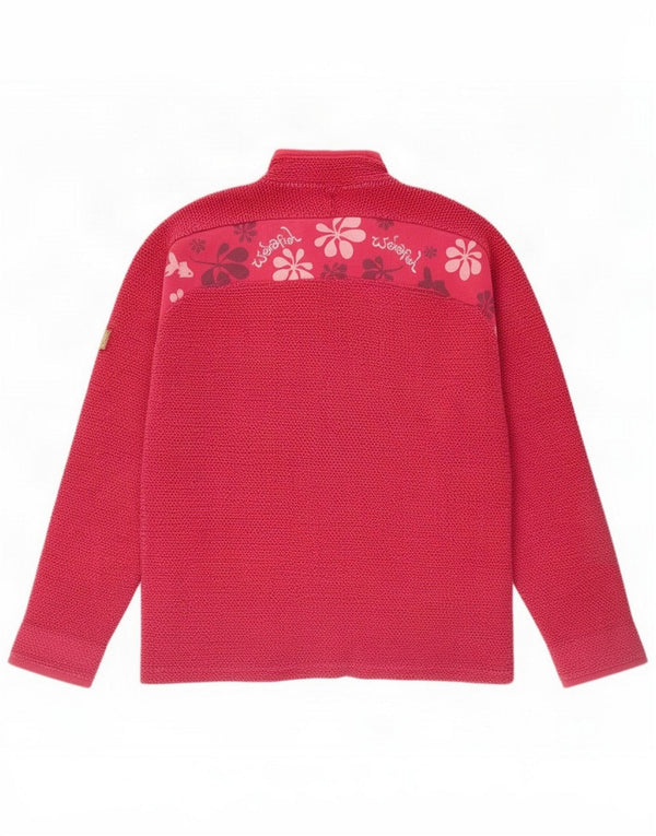 Weird Fish Womens Graphic Zip Neck Sweatshirt Jumper UK 18 XL Pink Cotton