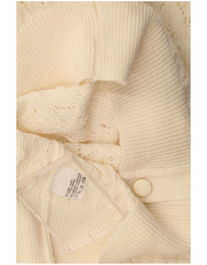Maglione cardigan da donna vintage UK 16 grande lana beige