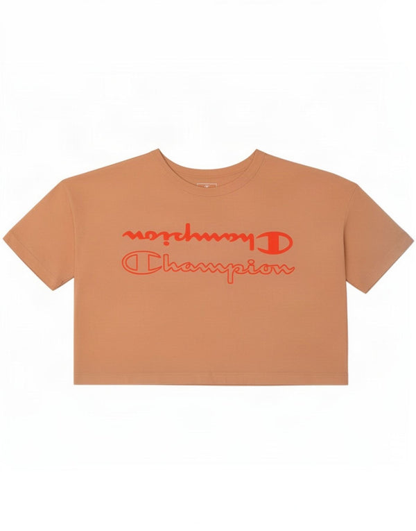 T-shirt grafica corta da donna Champion UK 14 cotone arancione medio