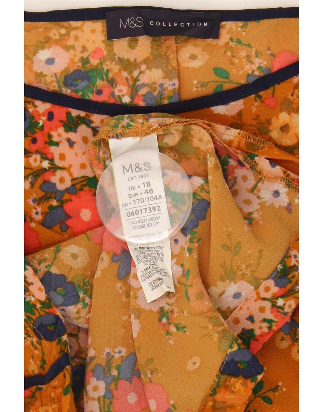 Camicetta oversize da donna Marks & Spencer Top UK 18 XL Arancione floreale