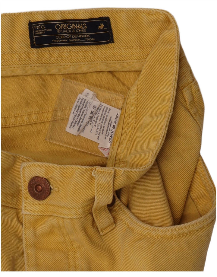 Pantaloncini di jeans vestibilità regolare da uomo Jack & Jones medi W32 cotone giallo