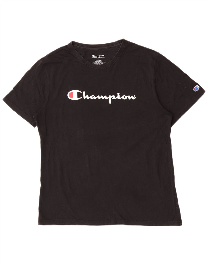 T-shirt grafica da uomo Champion Top grande in cotone nero