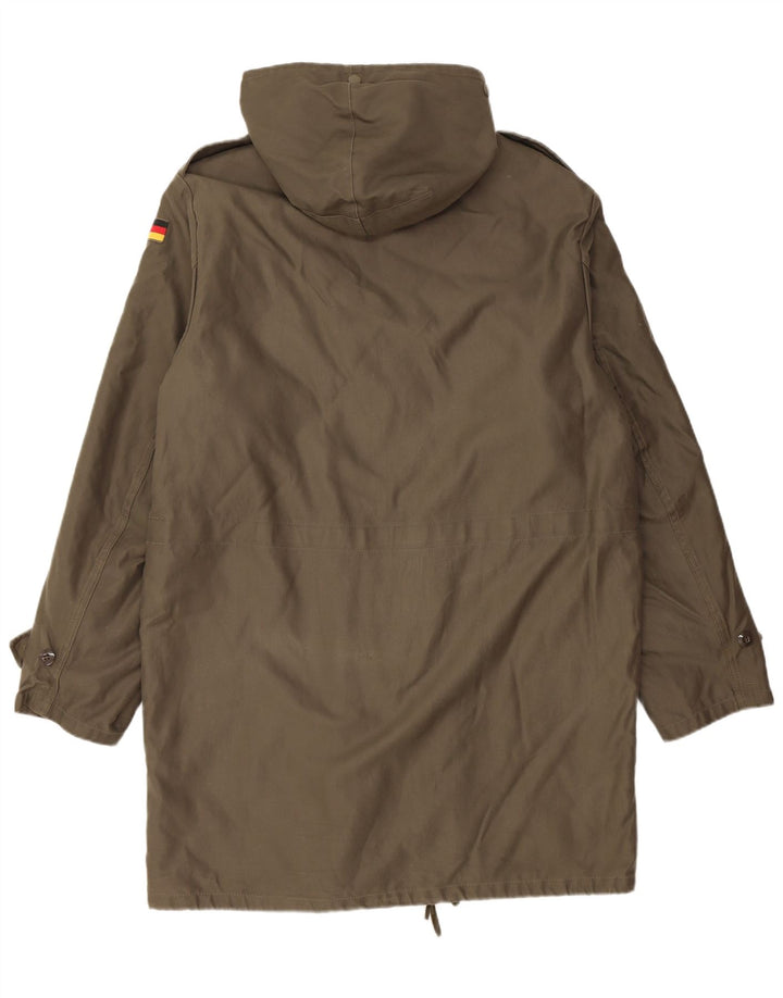 Giacca parka militare con cappuccio vintage da uomo UK 38 medio cachi