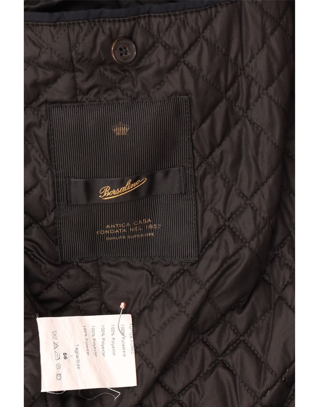 BORSALINO Cappotto Uomo IT 56 3XL Blu Navy Poliestere Classico