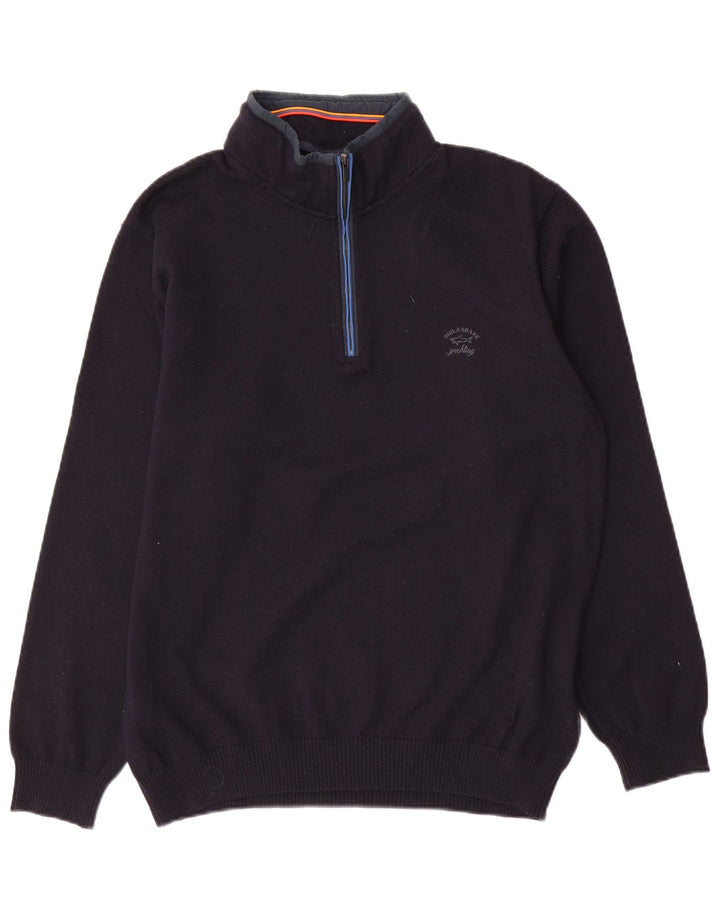 Paul & Shark Maglione da uomo con zip e collo in lana media blu navy