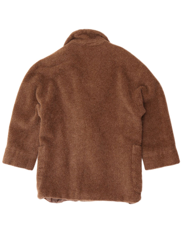 Novelli Womens Oversized Double Breasted Coat EU 36 Small Brown Wool