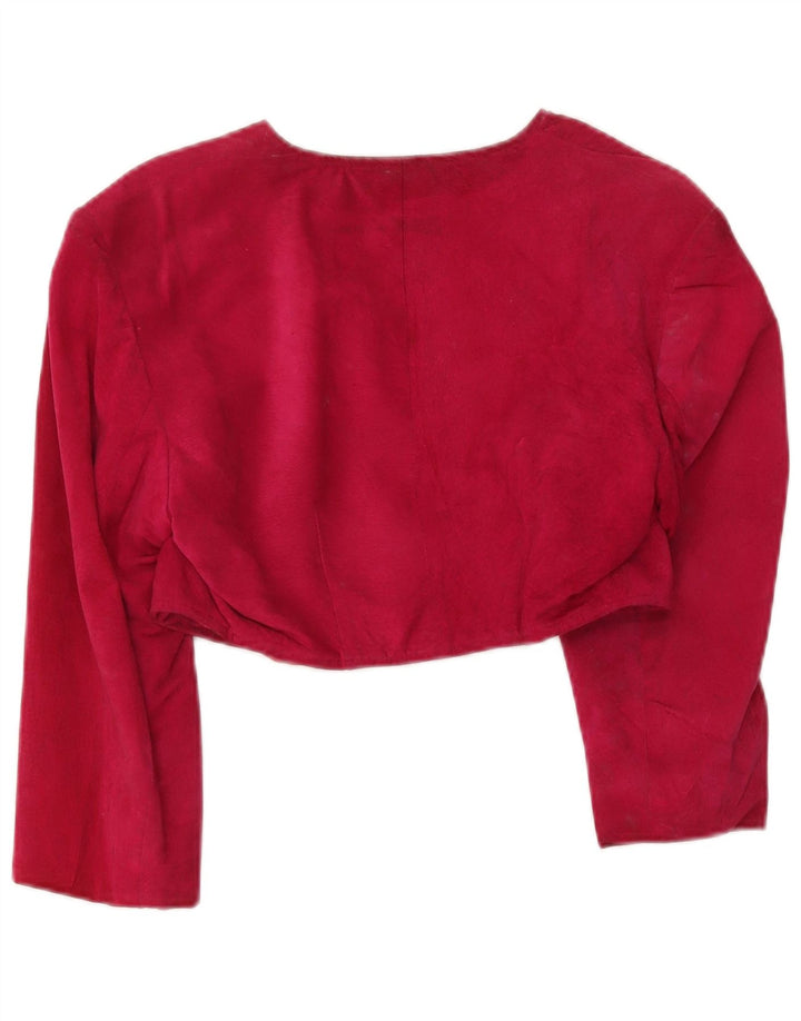 Giacca Bolero vintage da donna con maniche a 3/4 UK 12 rossa media