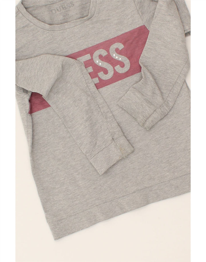 GUESS Girls Graphic Sweatshirt Jumper 6-7 Years Grey Cotton Vintage Guess and Second-Hand Guess from Messina Hembry 