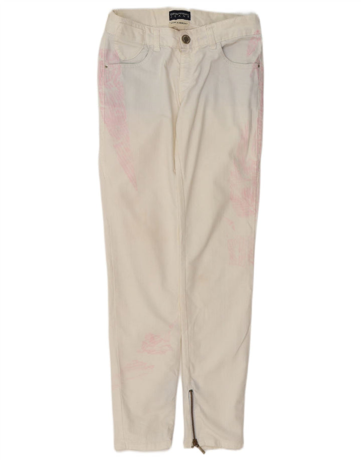 ARMANI Womens Straight Casual Trousers W26 L29 White