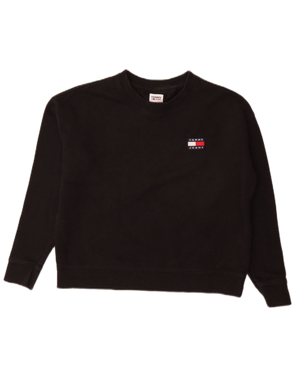 Felpa da donna Tommy Hilfiger Jumper UK 16 Large Black Cotton