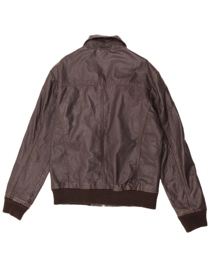 Giacca in pelle da uomo Project UK 40 grande marrone