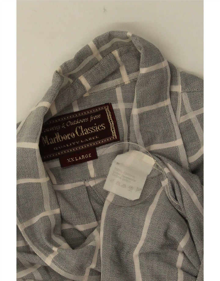 Camicia a maniche corte da uomo Marlboro Classics 2XL Cotone a quadri grigio