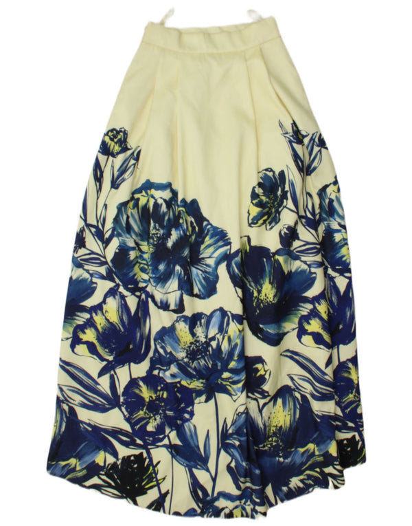 Gonna lunga da donna Coast UK 8 piccola W26 poliestere floreale giallo