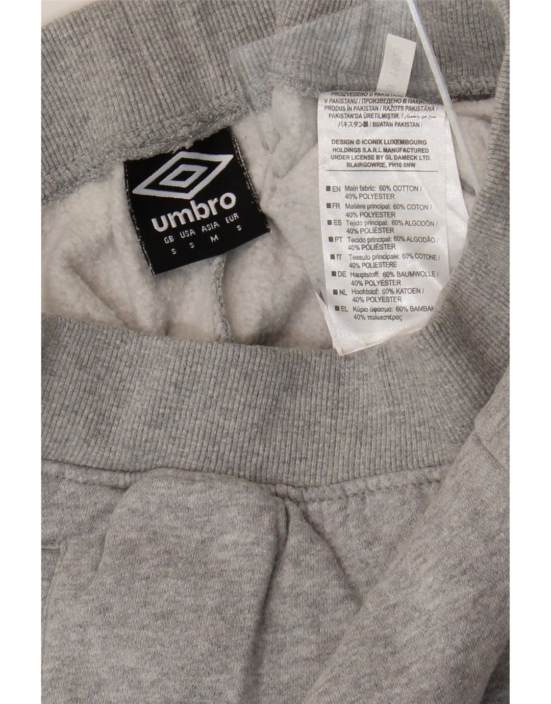UMBRO Pantaloni da tuta corti con grafica da uomo piccoli in cotone grigio