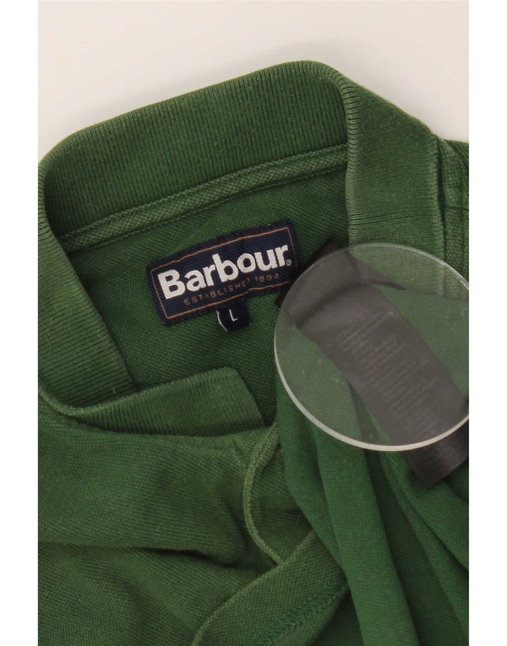 Polo da uomo Barbour grande in cotone verde